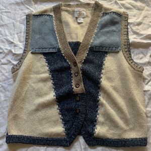 Christopher & Banks knit sweater/vest, 5 buttons, hand embroidered, M